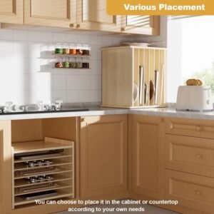 7-Tier Wooden Tray Organizer for Cabinets